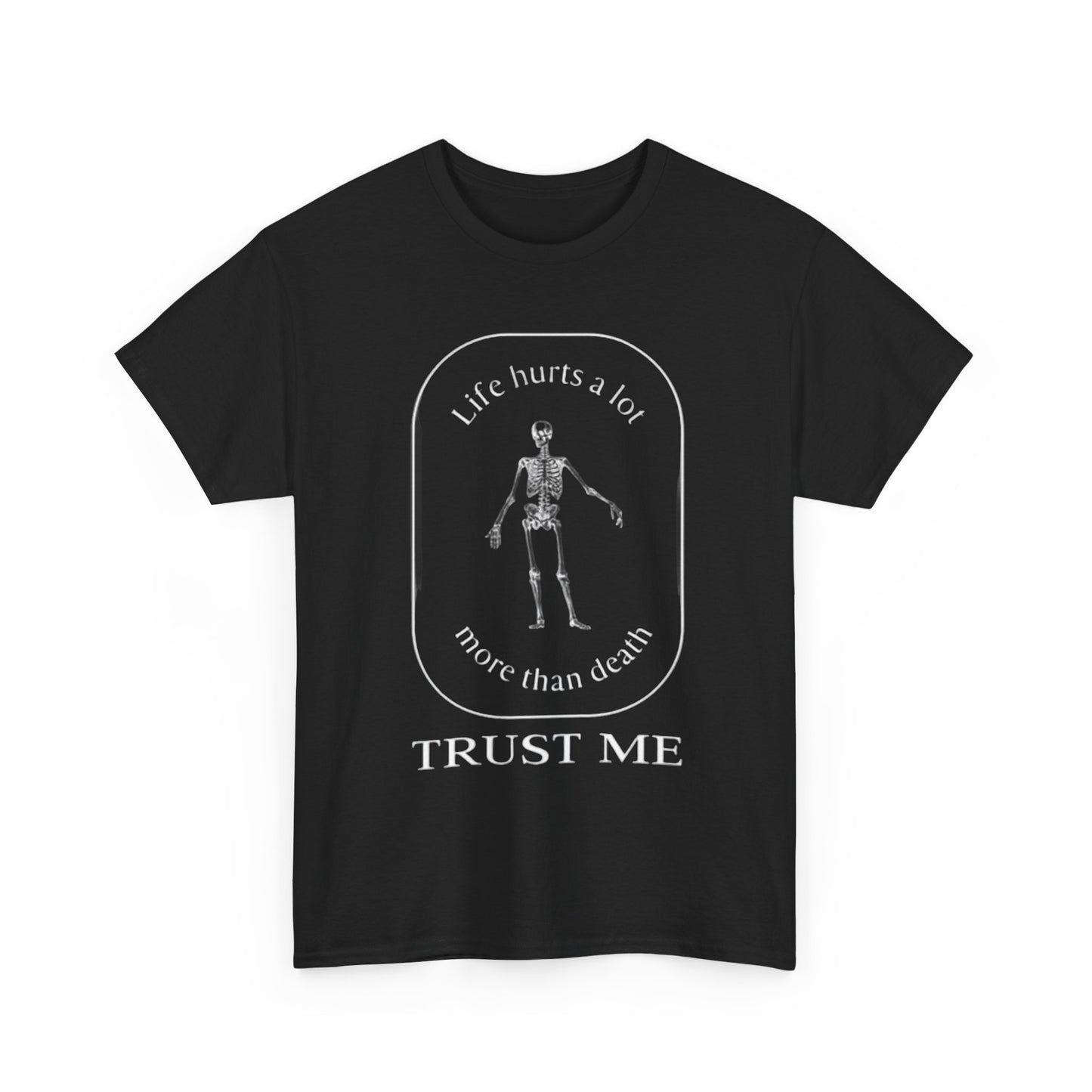 It Hurts Alot T Shirt Funny Death Skeleton graphic Jokes Unisex Heavy Cotton Tee