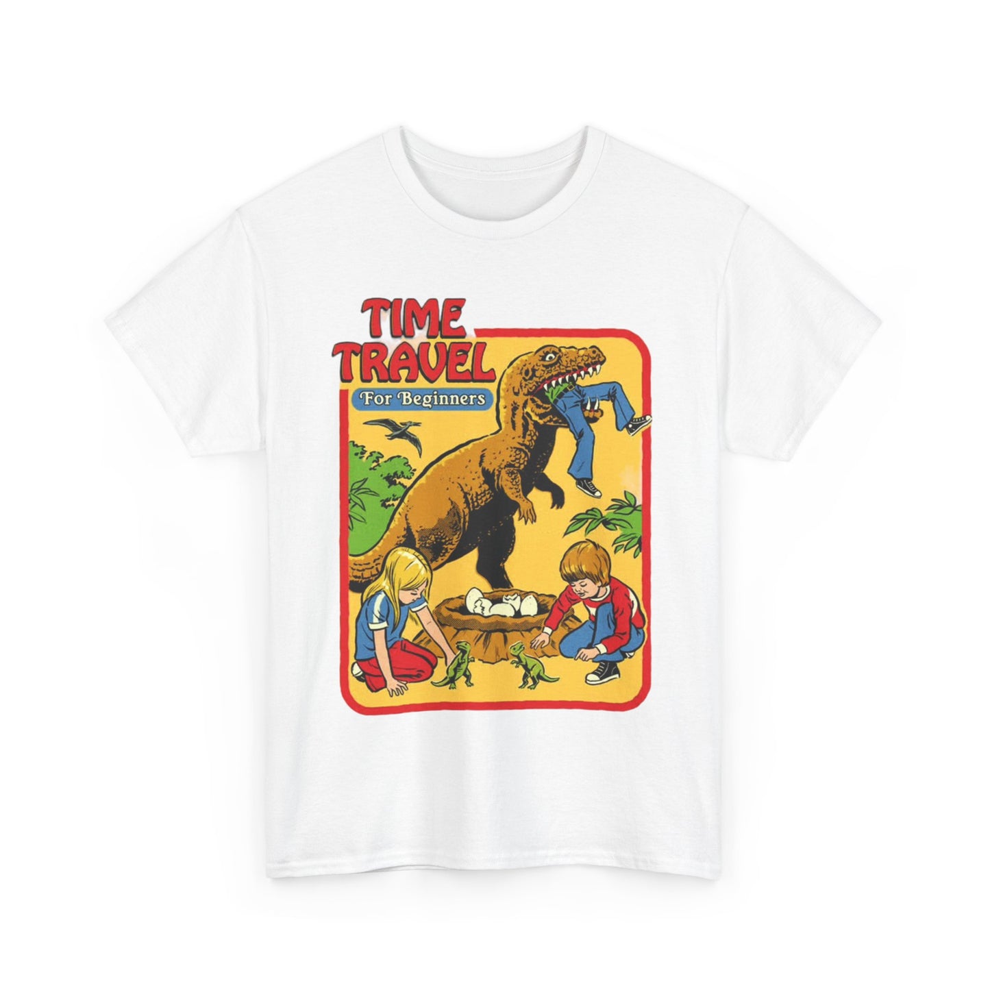 Time Travel Funny T shirt Kids Dinosaur Museum Unisex Heavy Cotton Tee 80s Retro
