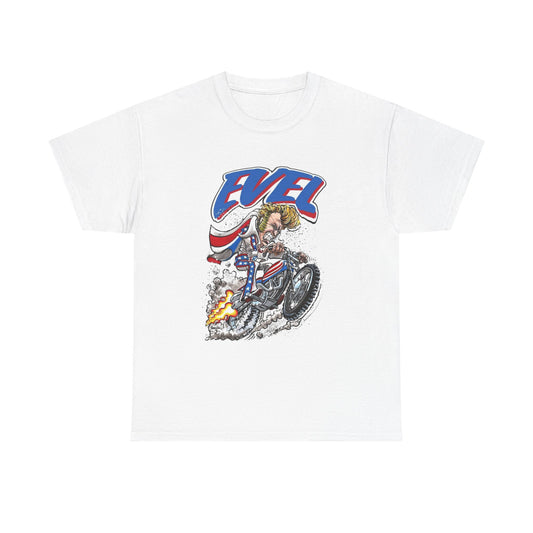 Evel Knievel Retro Graphic Motorcycles T Shirt ALL SIZES Tee Unisex Heavy Cotton