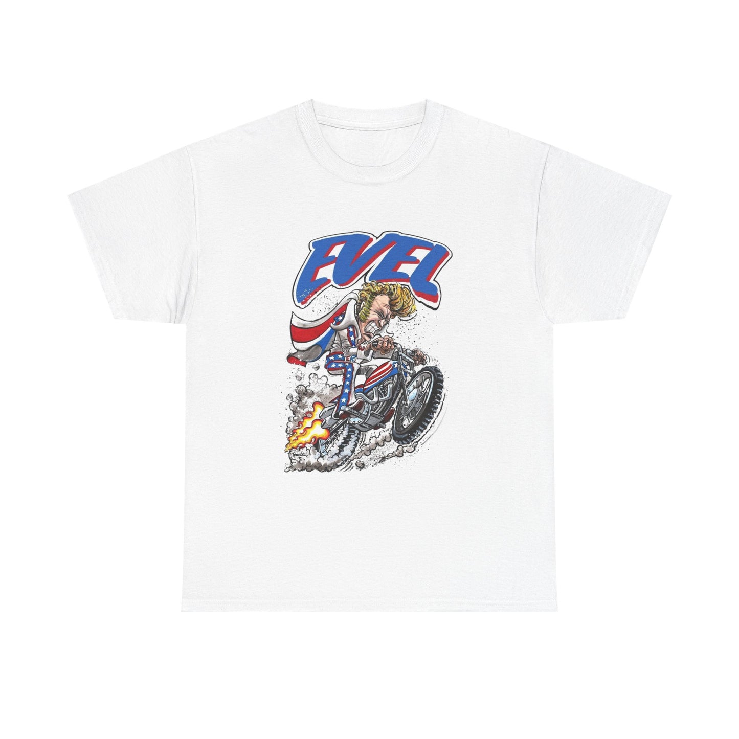 Evel Knievel Retro Graphic Motorcycles T Shirt ALL SIZES Tee Unisex Heavy Cotton