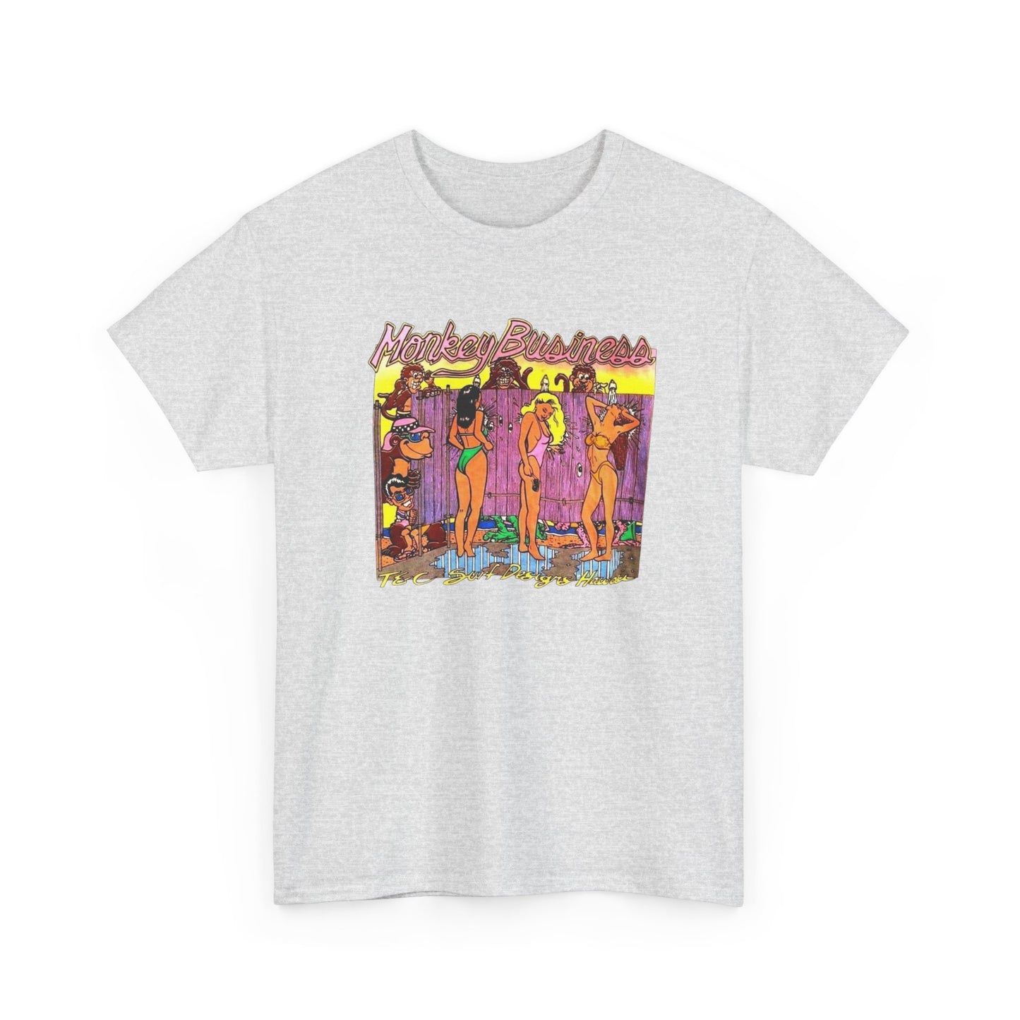 Monkey Business Surfing Graphic T Shirt Unisex Heavy Cotton Tee Gift
