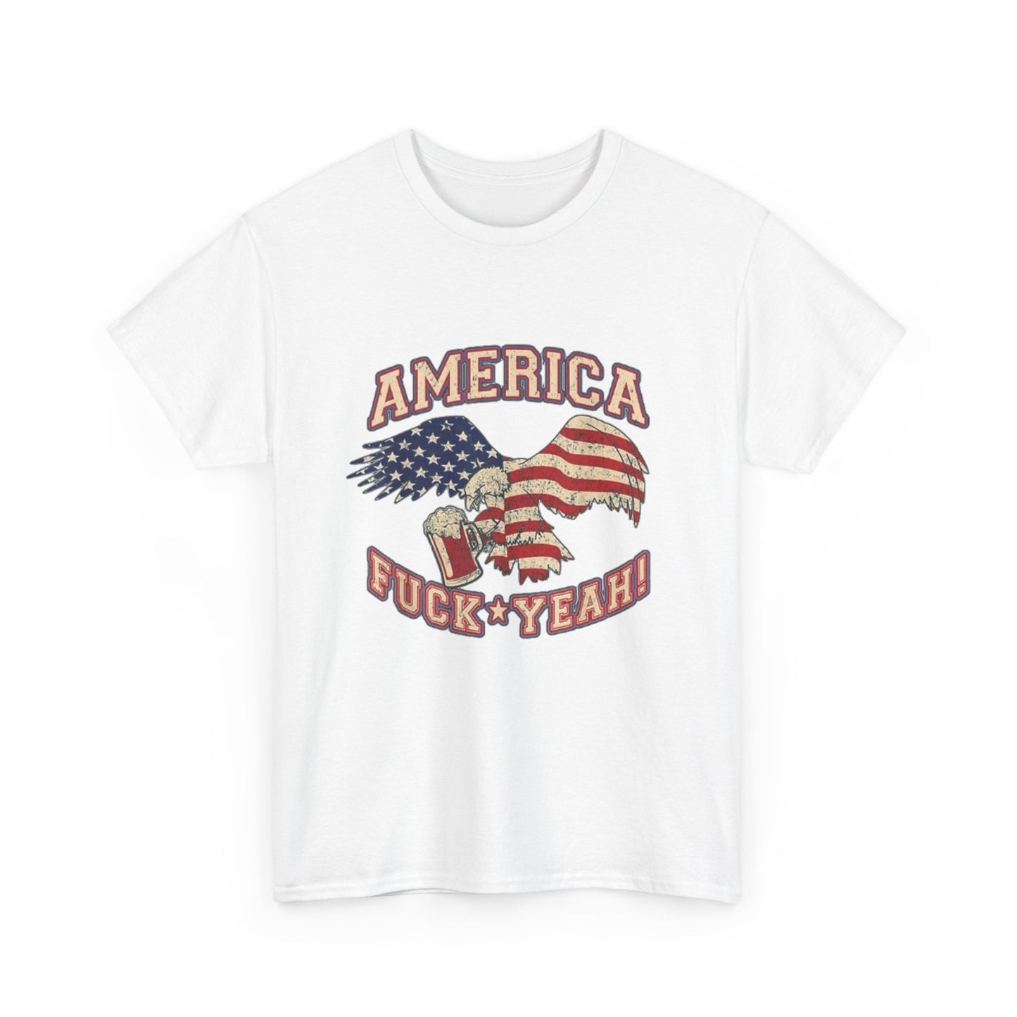 America Hell Yeah Bald Eagles Beer Graphic T Shirt Unisex Heavy Cotton Tee