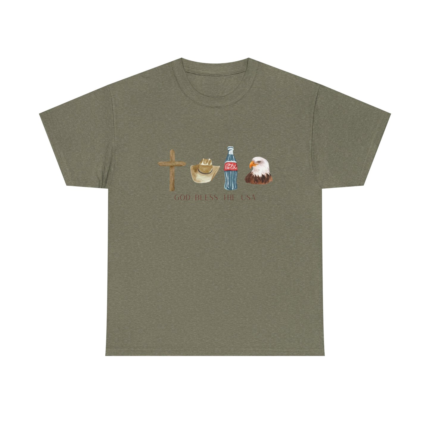 God Bless The USA T Shirt Graphic Men's Heavy Cotton Tee