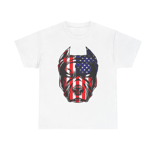 Pitbull American Flag Graphic T Shirt NEW Adult Unisex Heavy Cotton Tee
