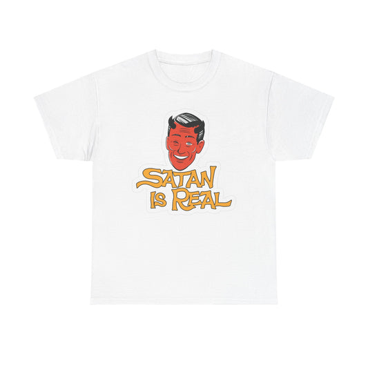 Satan Is Real Funny Graphic T Shirt Vintage Unisex Heavy Cotton Tee