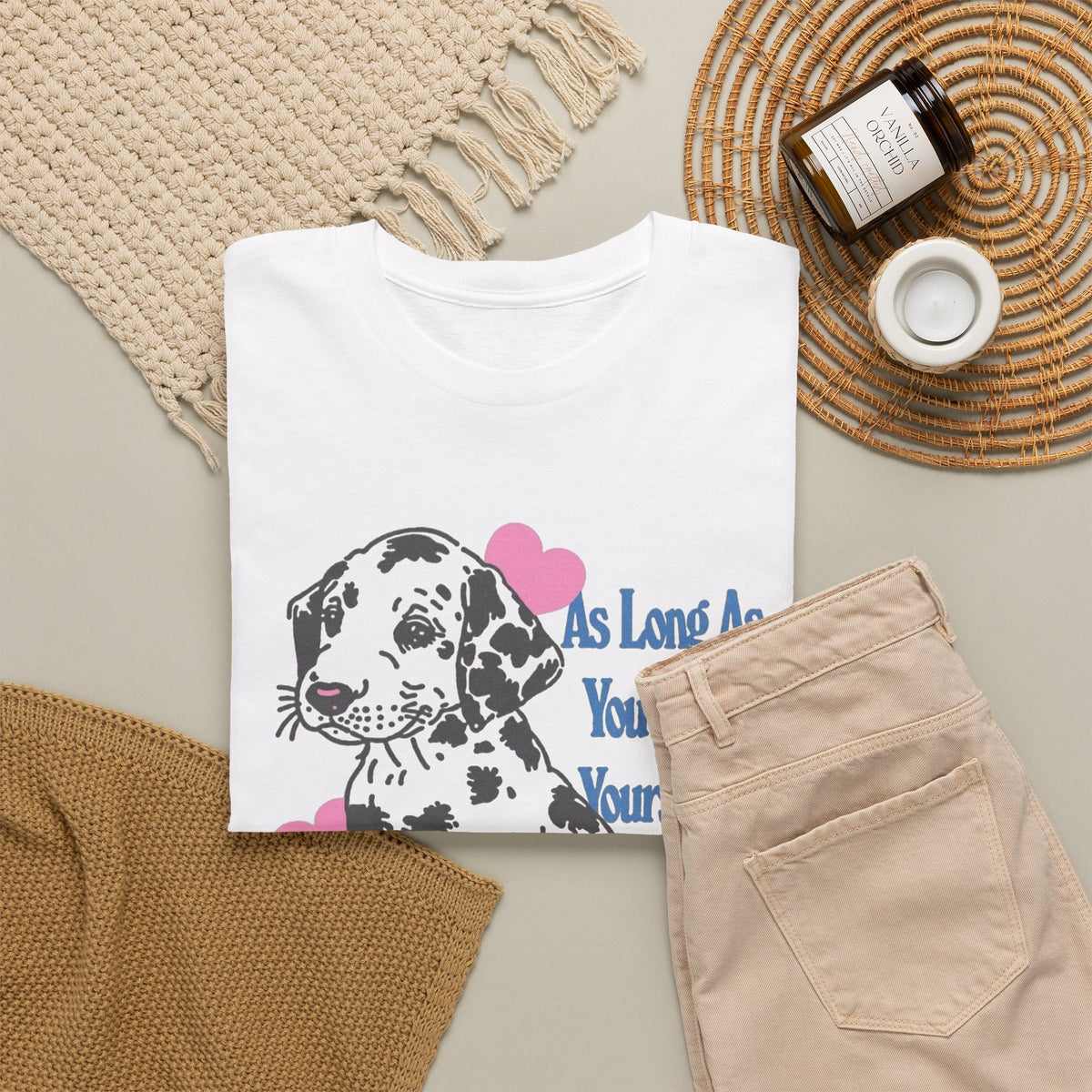 Dalmatian Puppy With Hearts T-Shirt, As Long As You Have Me Men's Graphic Tee