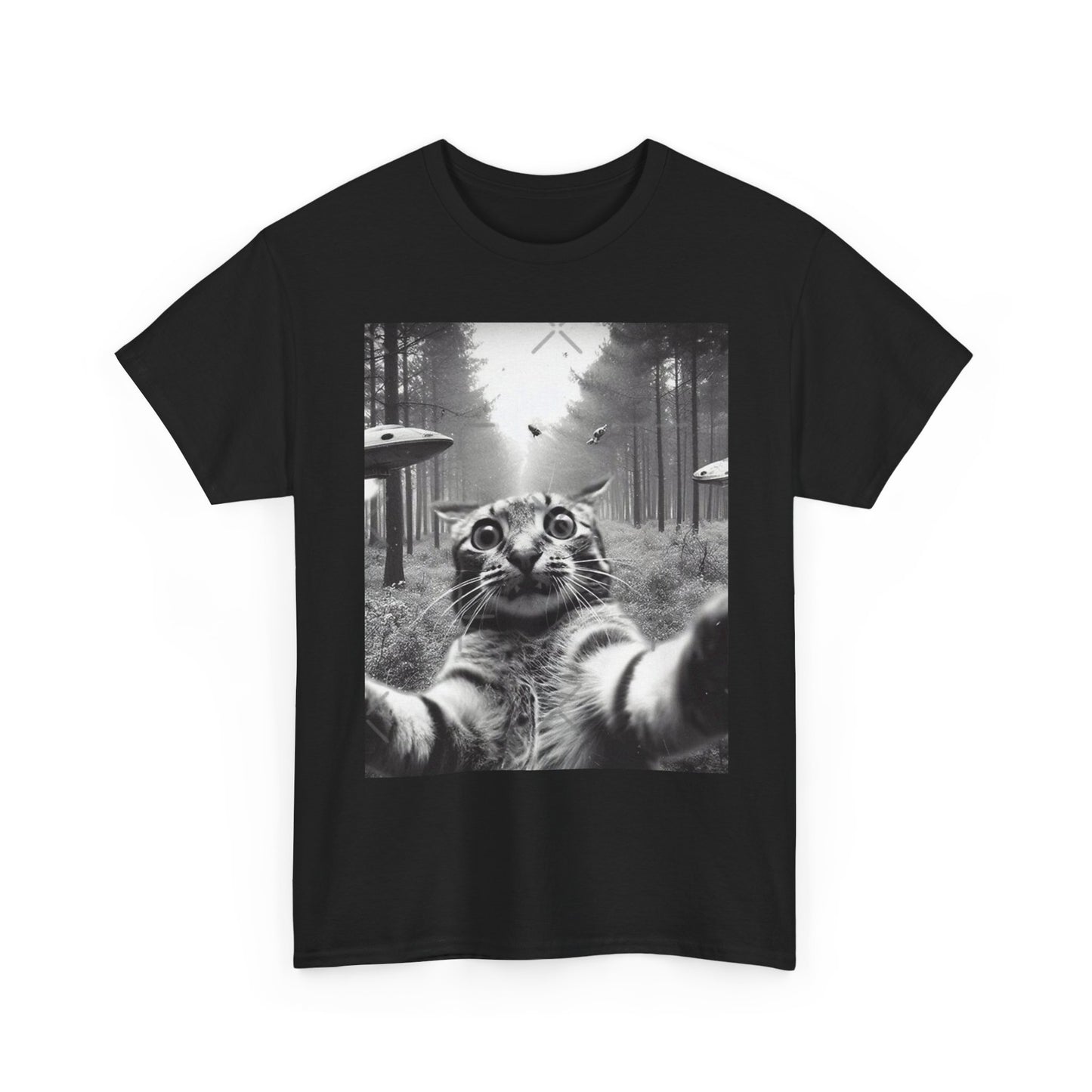 Funny Cat Alien Selfie Graphic T Shirt NEW Cotton Tee Gift