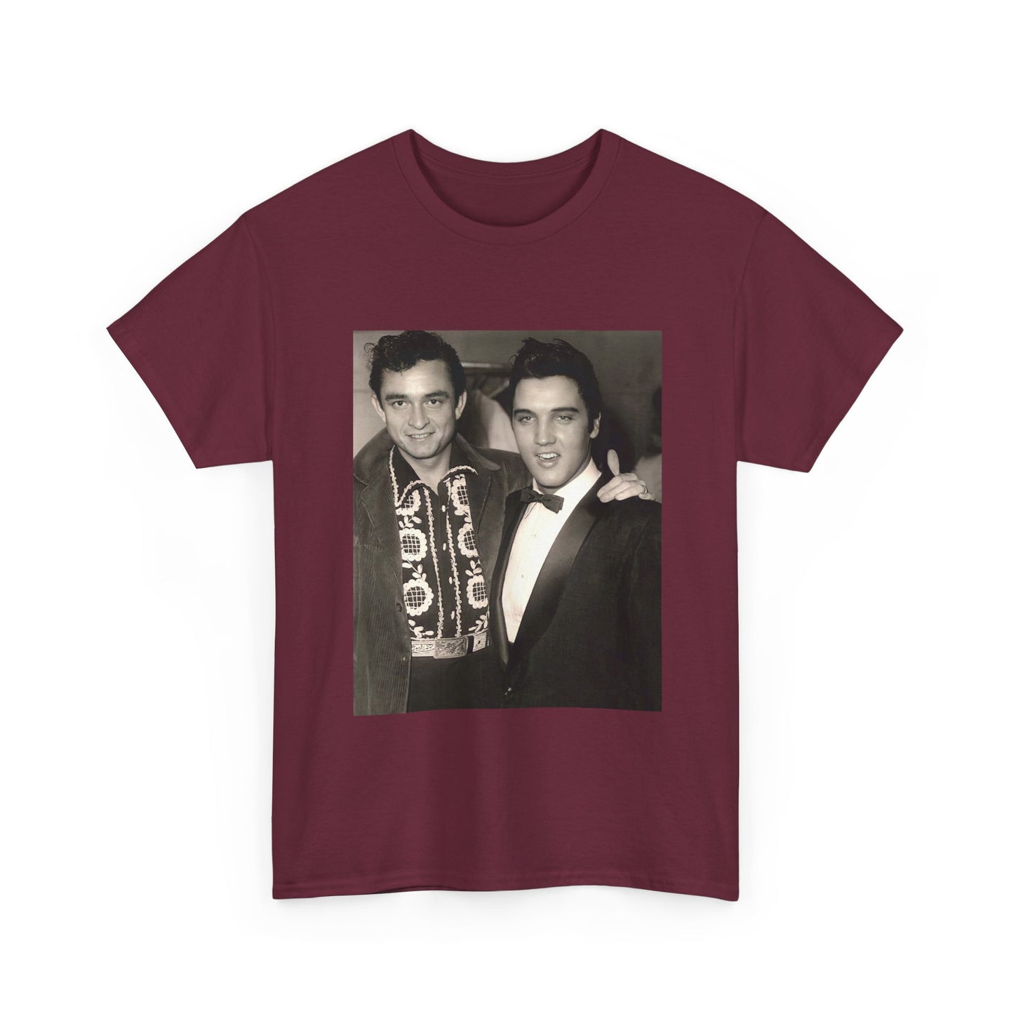 Elvis And Johnny cash shirt vintage graphic art black and white Heavy Cotton