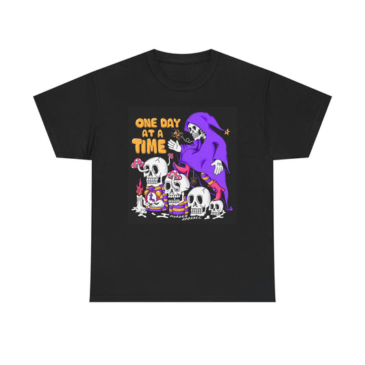 One Day At A Time Graphic T Shirt Retro Unisex Heavy Cotton Tee