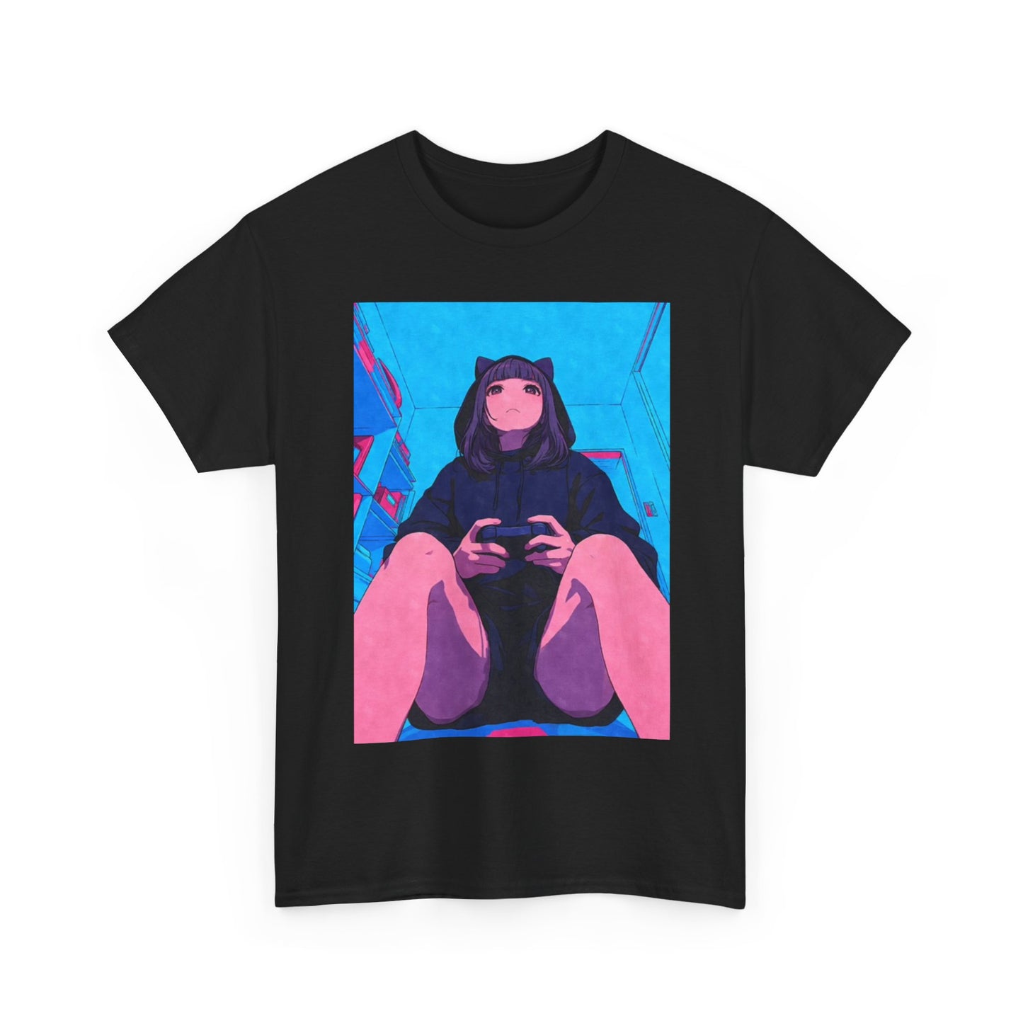Waifu Anime T-shirt Girl Graphic Cartoon Retro Gaming Unisex Heavy Tee Gamer 77