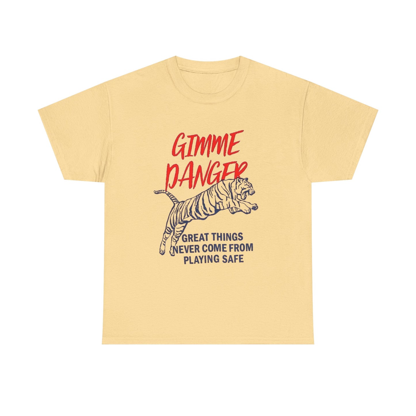 Gimme Danger Tiger Graphic T Shirt NEW Vintage Unisex Heavy Cotton Tee