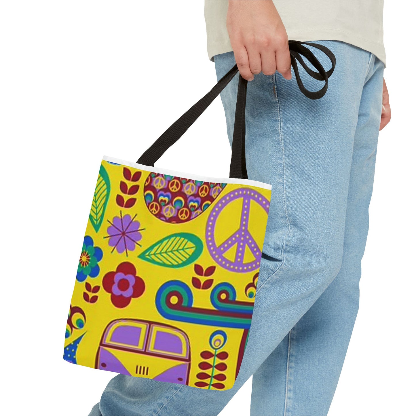 Peace And Love Multi Color BRAND NEW MODERN Tote Bag (AOP)