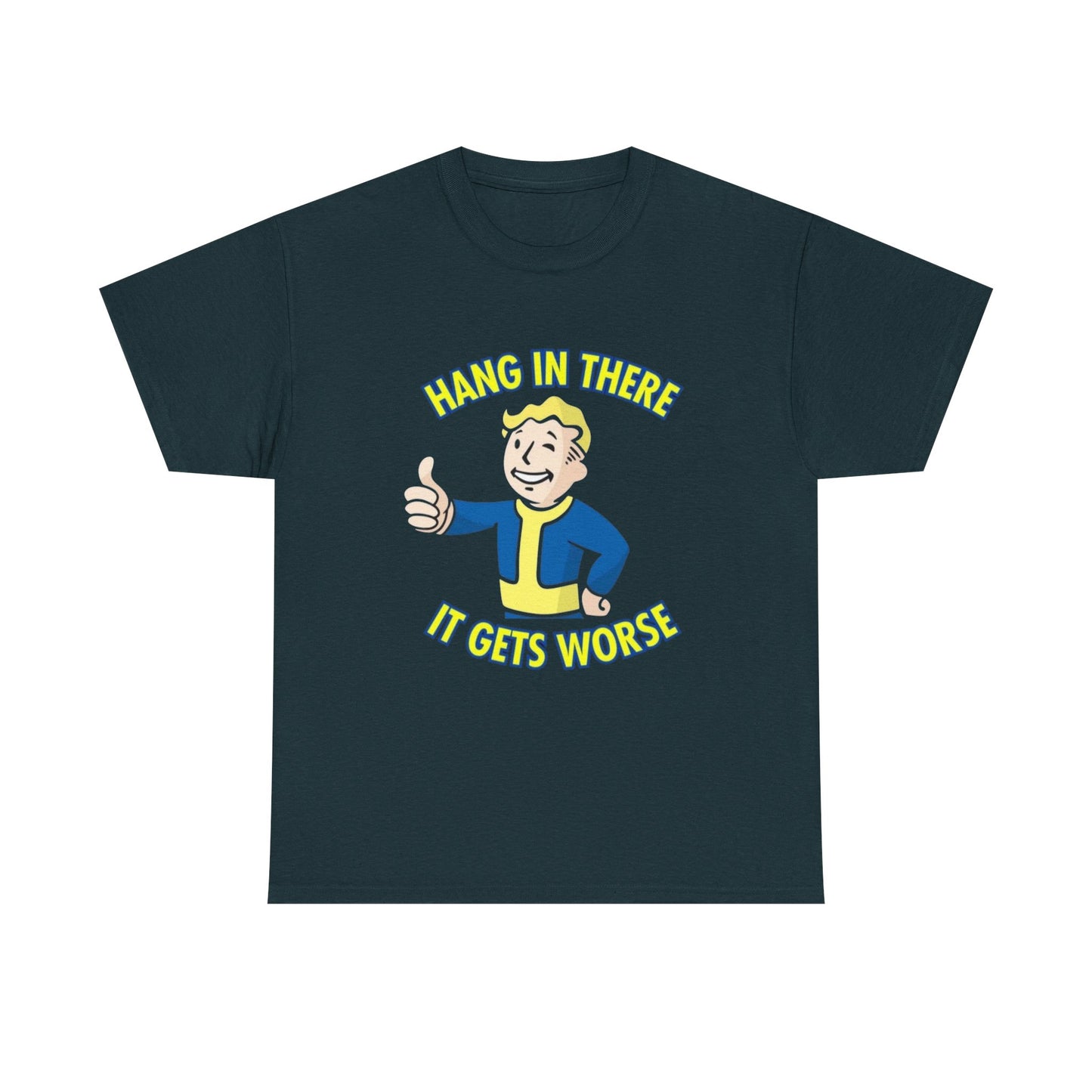 Fallout Graphic T Shirt Hang In There Funny Vintage Game Unisex Heavy Cotton Tee