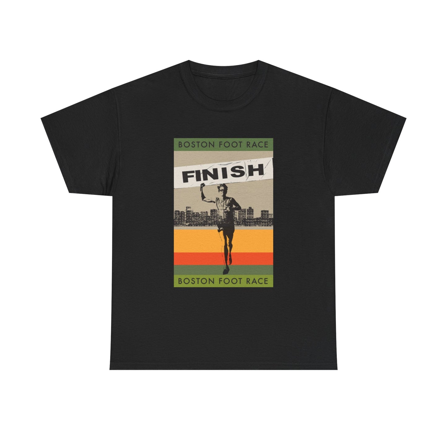 Boston Marathon Tshirt Poster Running Retro Graphic Unisex Heavy Cotton Tee
