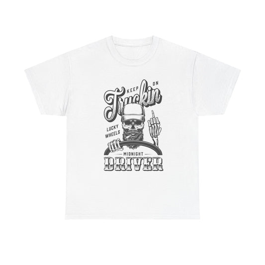 Keep On Truckin Midnight Driver T Shirt Graphic Unisex Heavy Cotton Tee