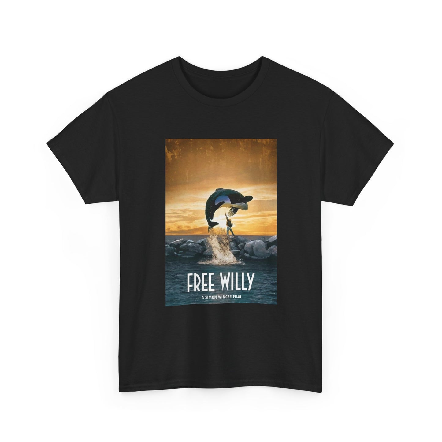 Free Willy Tshirt Vintage Movie Poster 90s Kids Retro Unisex Heavy Cotton Tee
