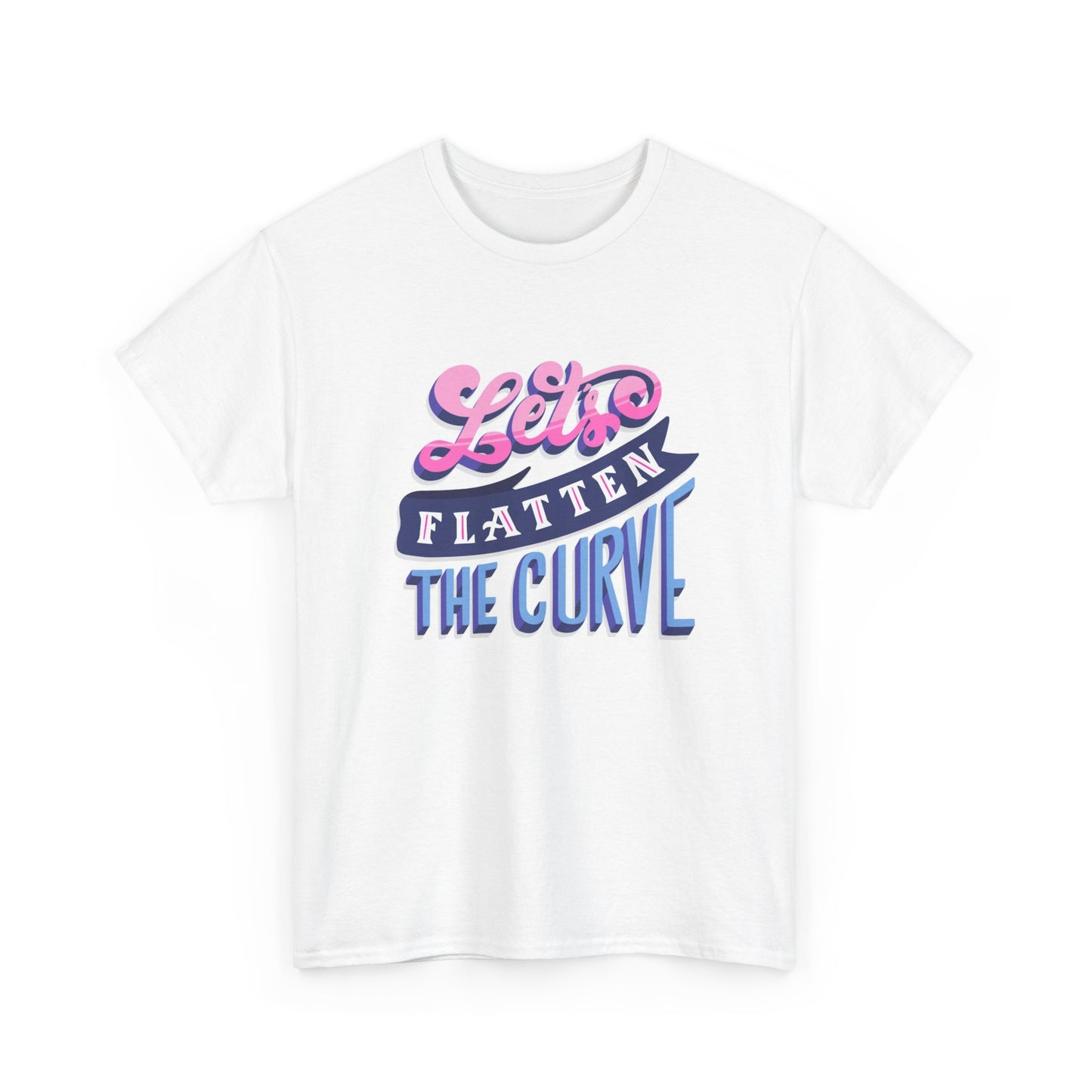Lets Flatten The Curve Retro Covid T Shirt Graphic Unisex Heavy Cotton Tee