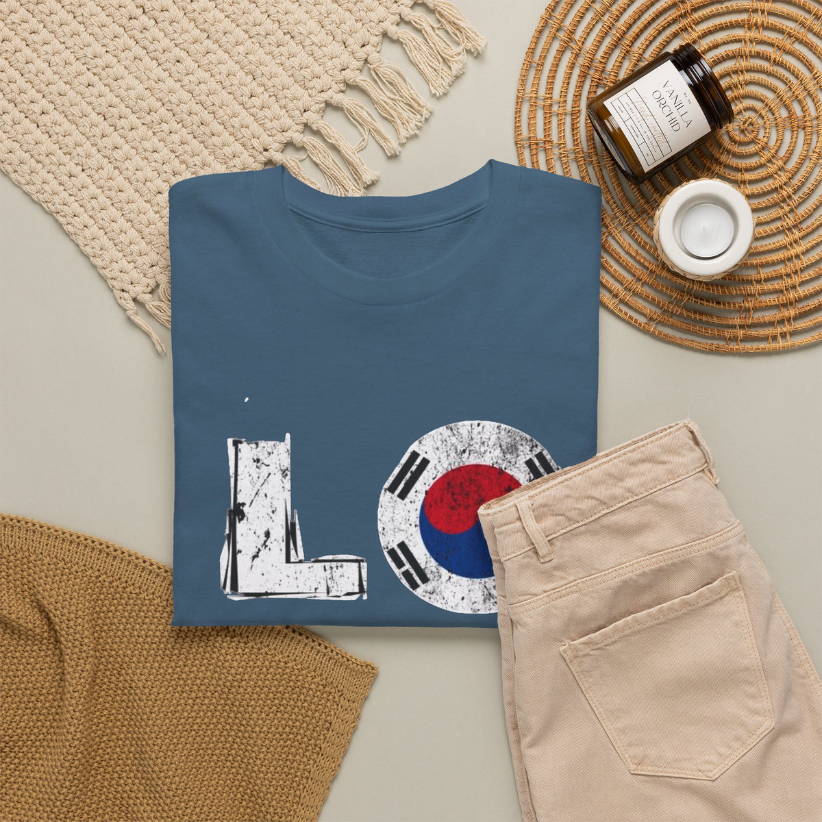 Love South Korea Graphic T Shirt Men's Heavy Cotton Tee