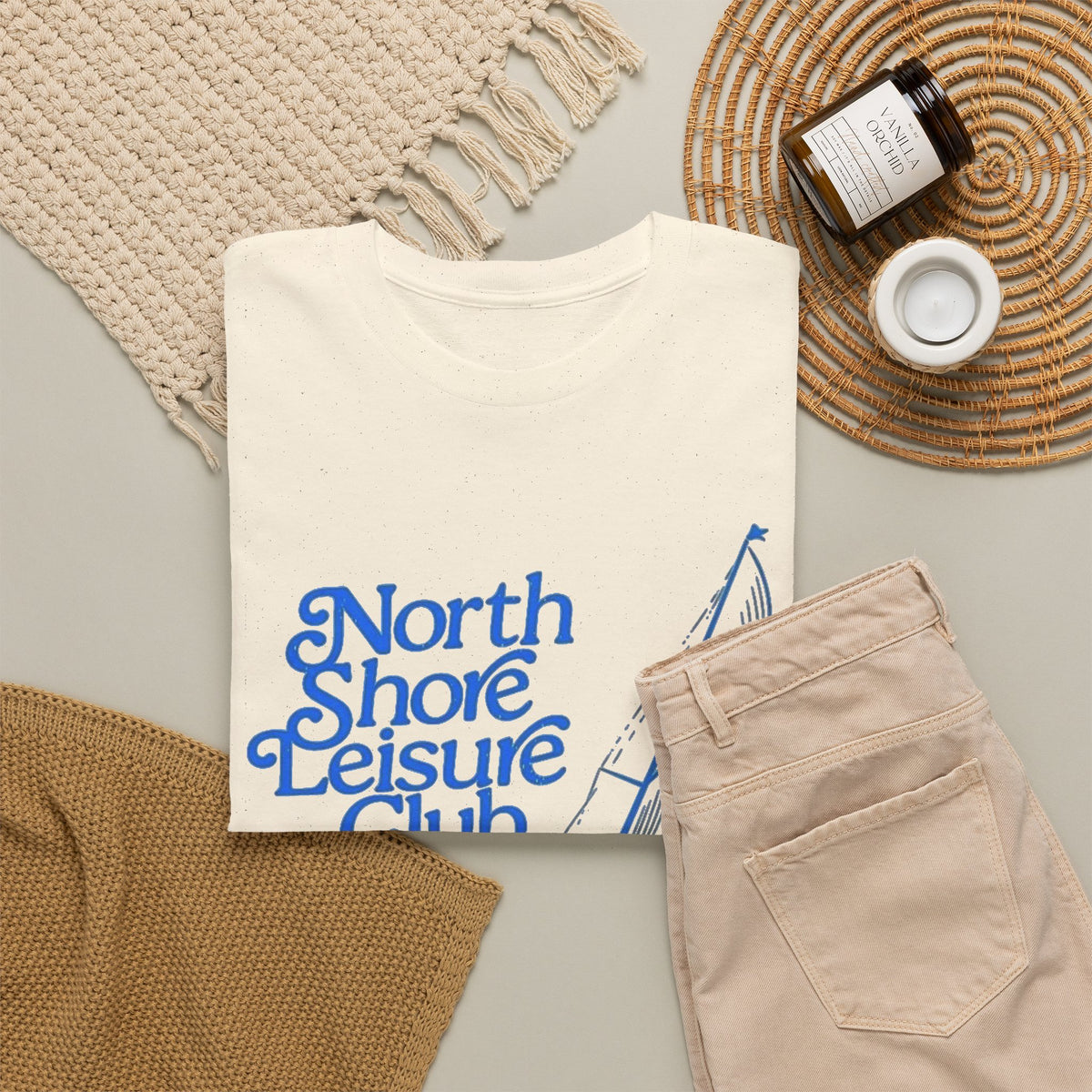 North Shore Leisure Club Sailing Graphic T Shirt Men's Heavy Cotton Tee