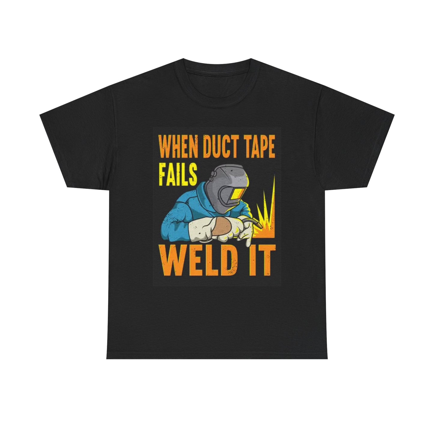 Funny Welding With Duck Tape Shirt Graphic Tee Blue Collar Unisex Heavy Cotton