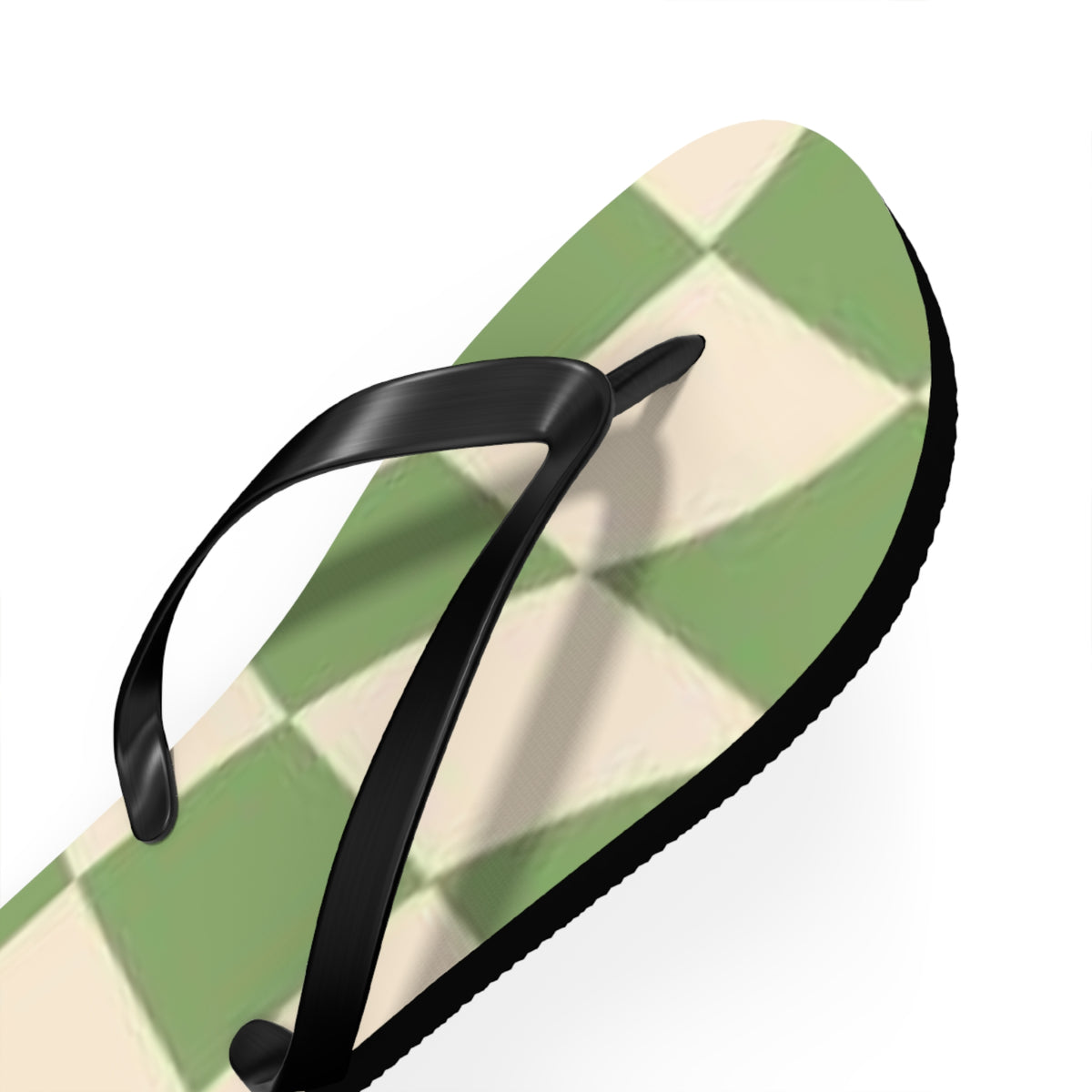 Checkered Wavy Green Sandals, Beach Shoes, Vacation Flip Flops, Pool Slides