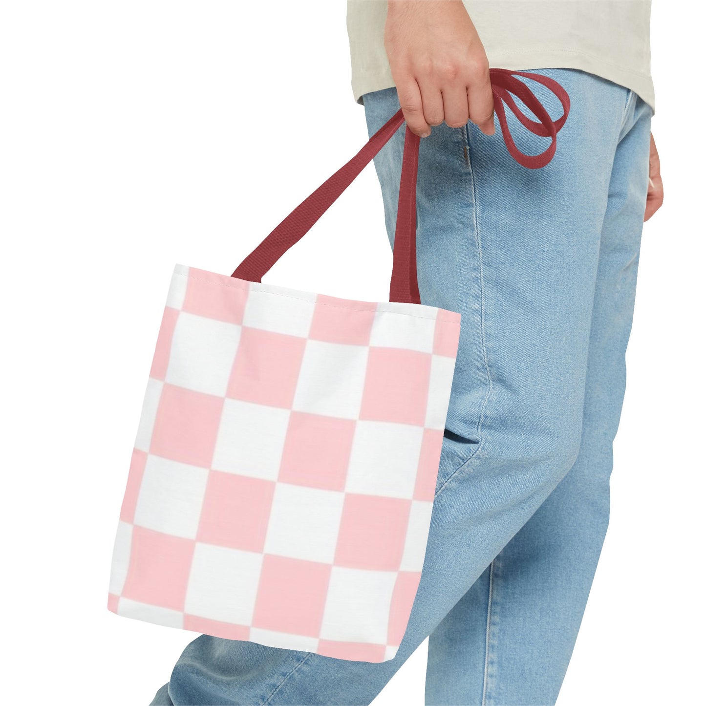 Pink Checkered All Over Print BRAND NEW Purse - Pocketbook - Travel Tote Bag