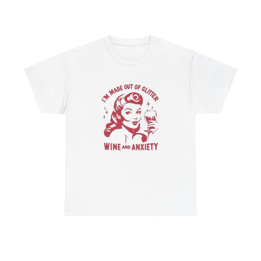 Wine And Anxiety Graphic T Shirt Women's Cotton Tee BRAND NEW