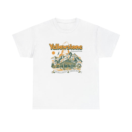 Yellowstone National Park Retro Graphic T Shirt Unisex Heavy Cotton Tee