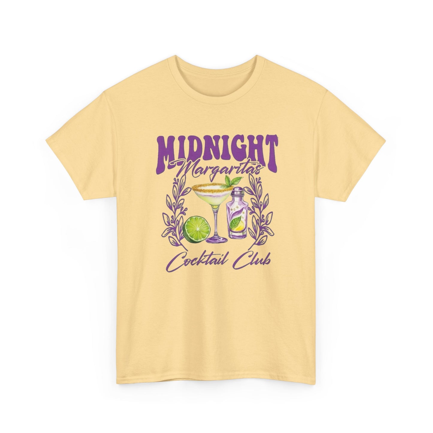 Midnight Margaritas Cocktail Club Graphic T Shirt NEW Unisex Heavy Cotton Tee