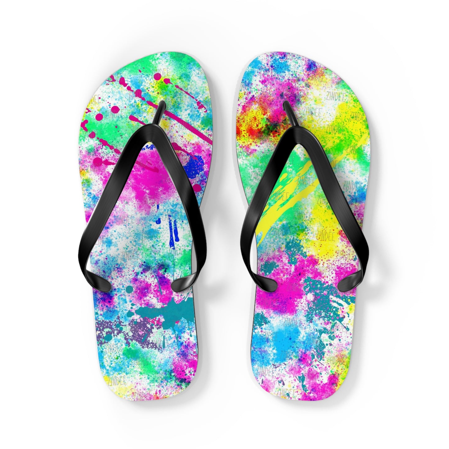 Neon Paint Flip Flops, Sandals Slides, Summer Footwear, Brand New