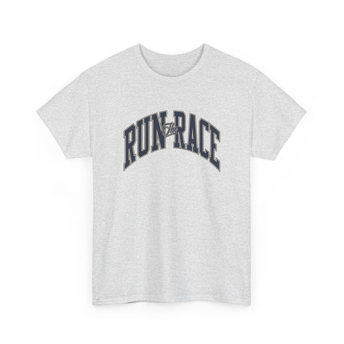 Run The Race Graphic T Shirt Men's Classic Heavy Cotton Tee