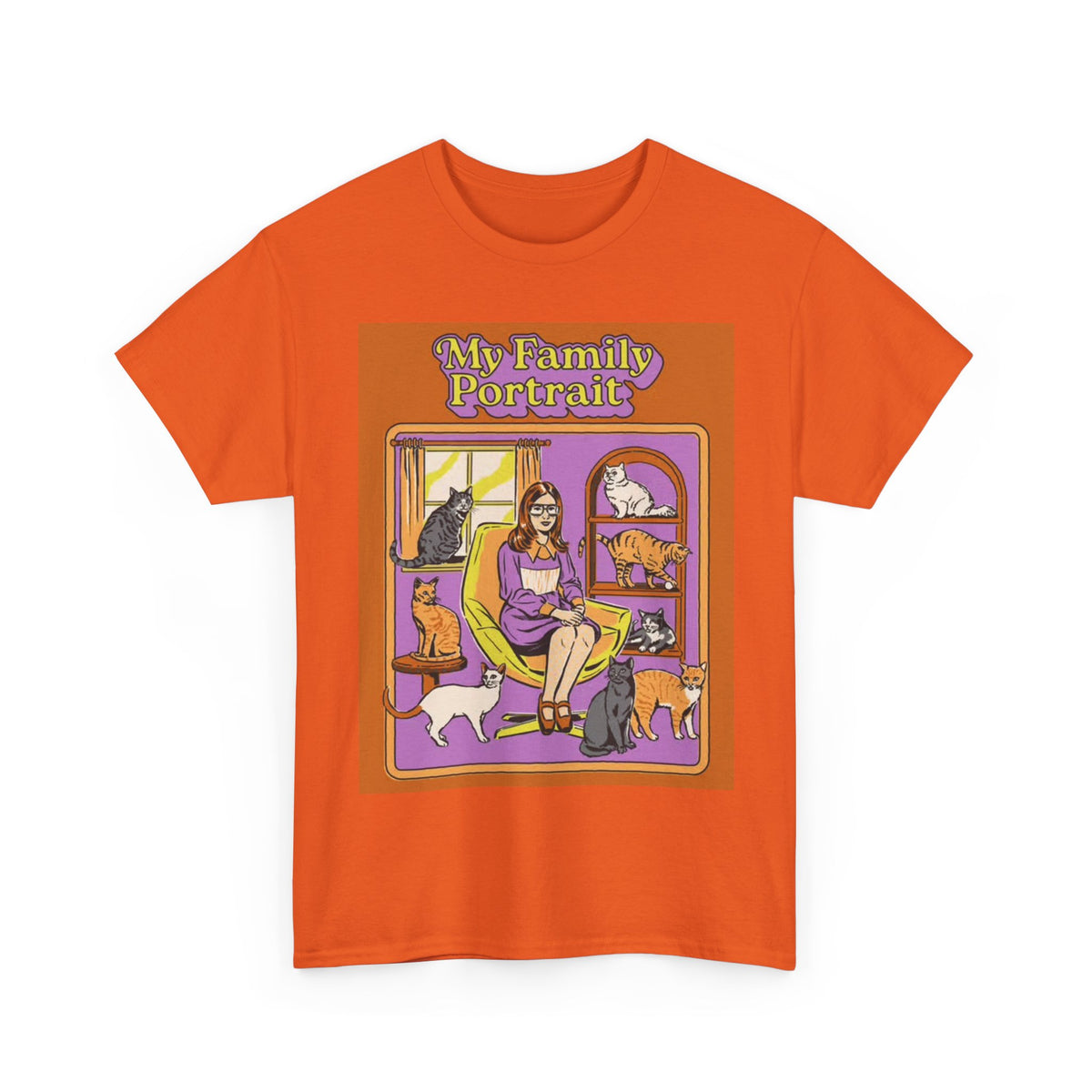 Family Portrait Tshirt Funny Cat lady 80s Vibe Unisex Heavy Cotton Tee