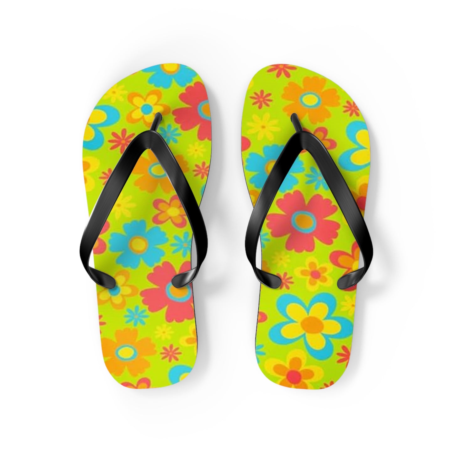 Waves And Sun Sandals Groovy Flowers Summer Flip Flops Slides BRAND NEW