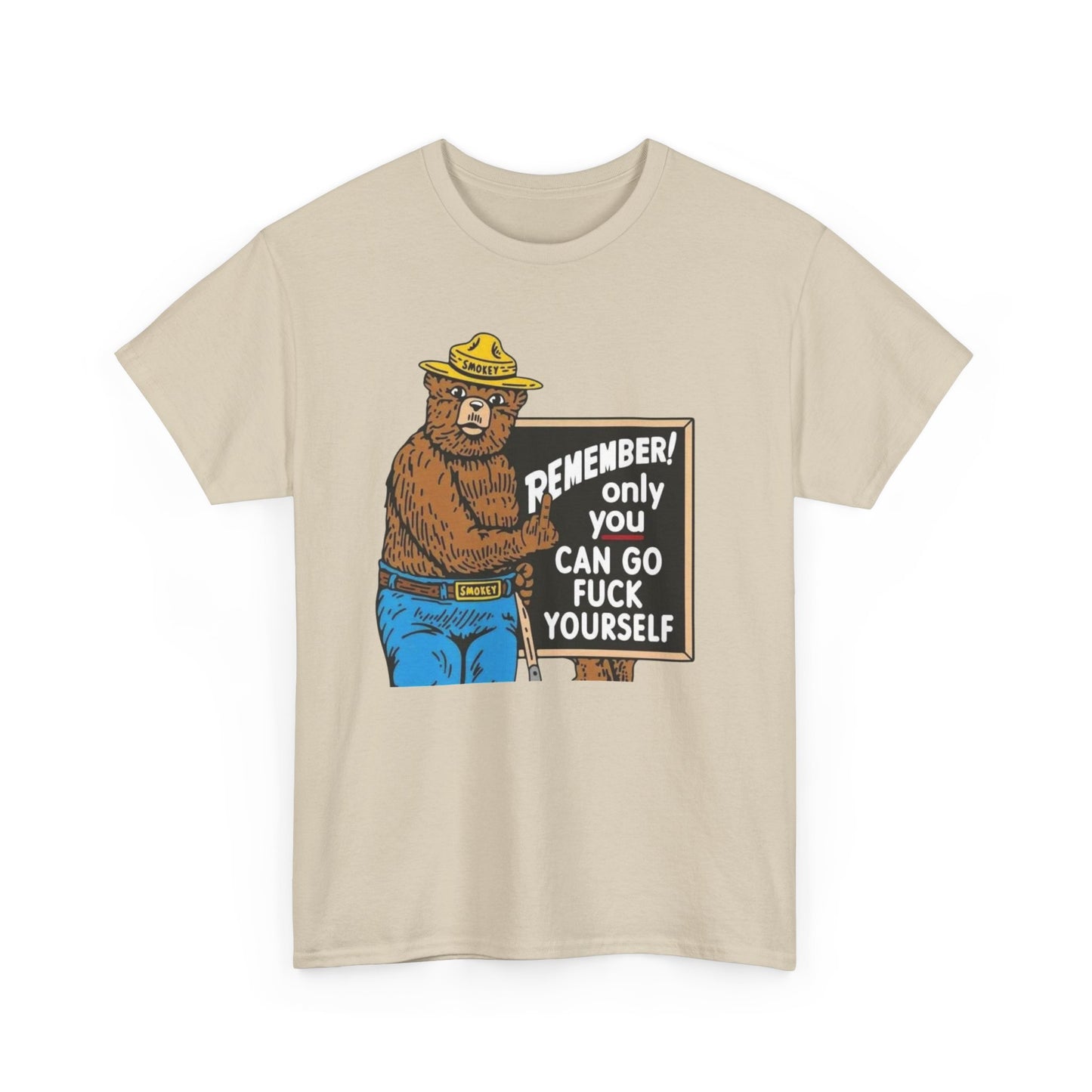 Smokey The Bear Graphic T Shirt Funny Vintage Jokes Unisex Heavy Cotton Tee