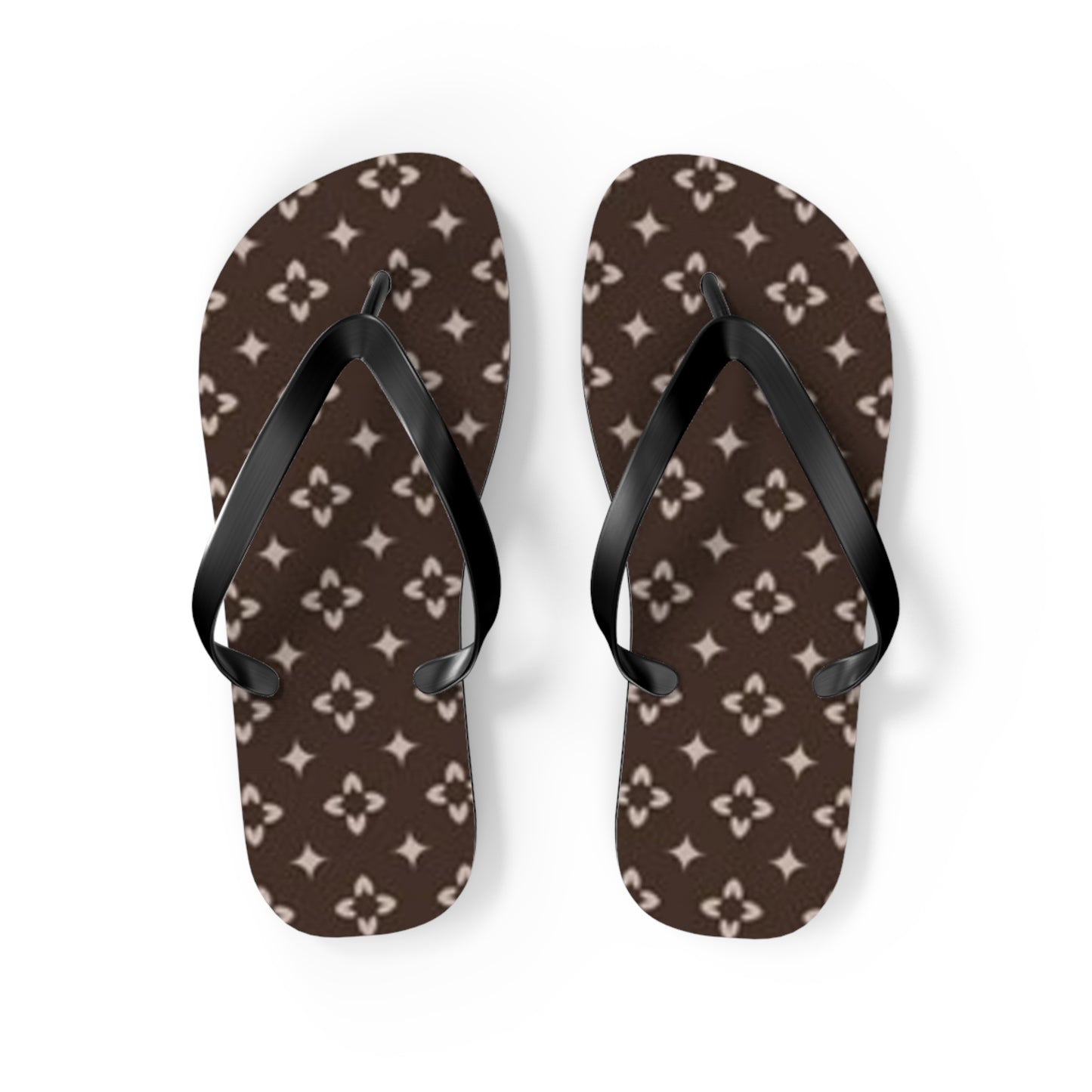 Brown And White Monogram Flip Flops, Sandals Slides, Summer Footwear, Brand New