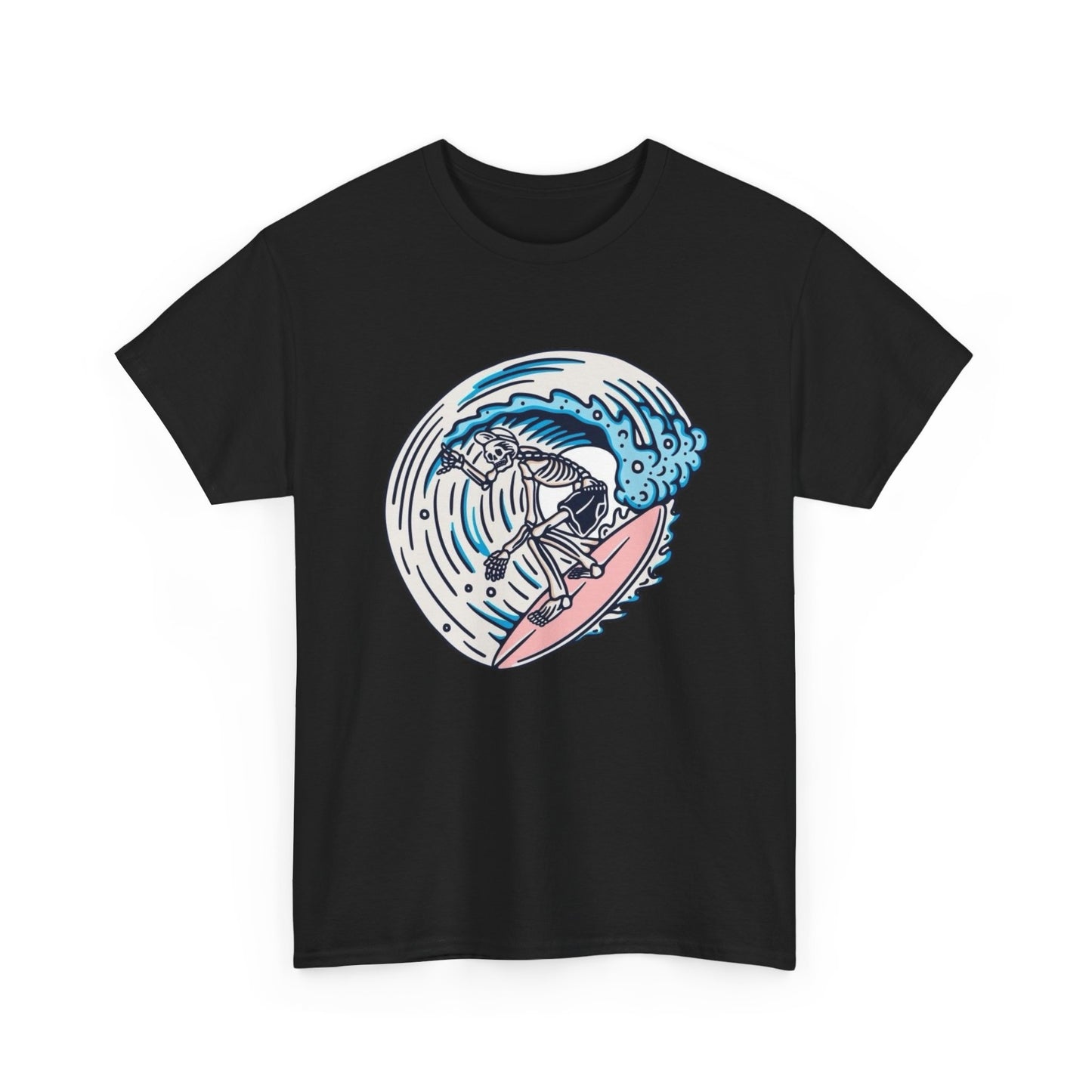 Skeleton Surfing Graphic T Shirt Unisex Heavy Cotton Tee New Gift