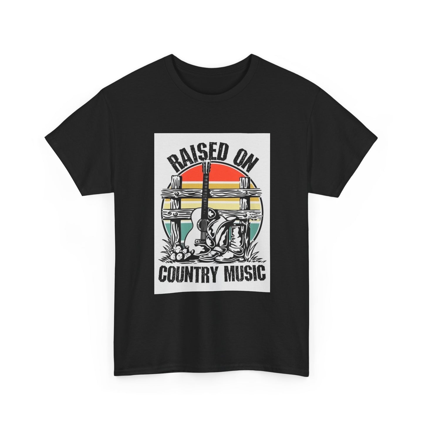Raised On Country Music Tshirt Retro Music Unisex Heavy Cotton Tee