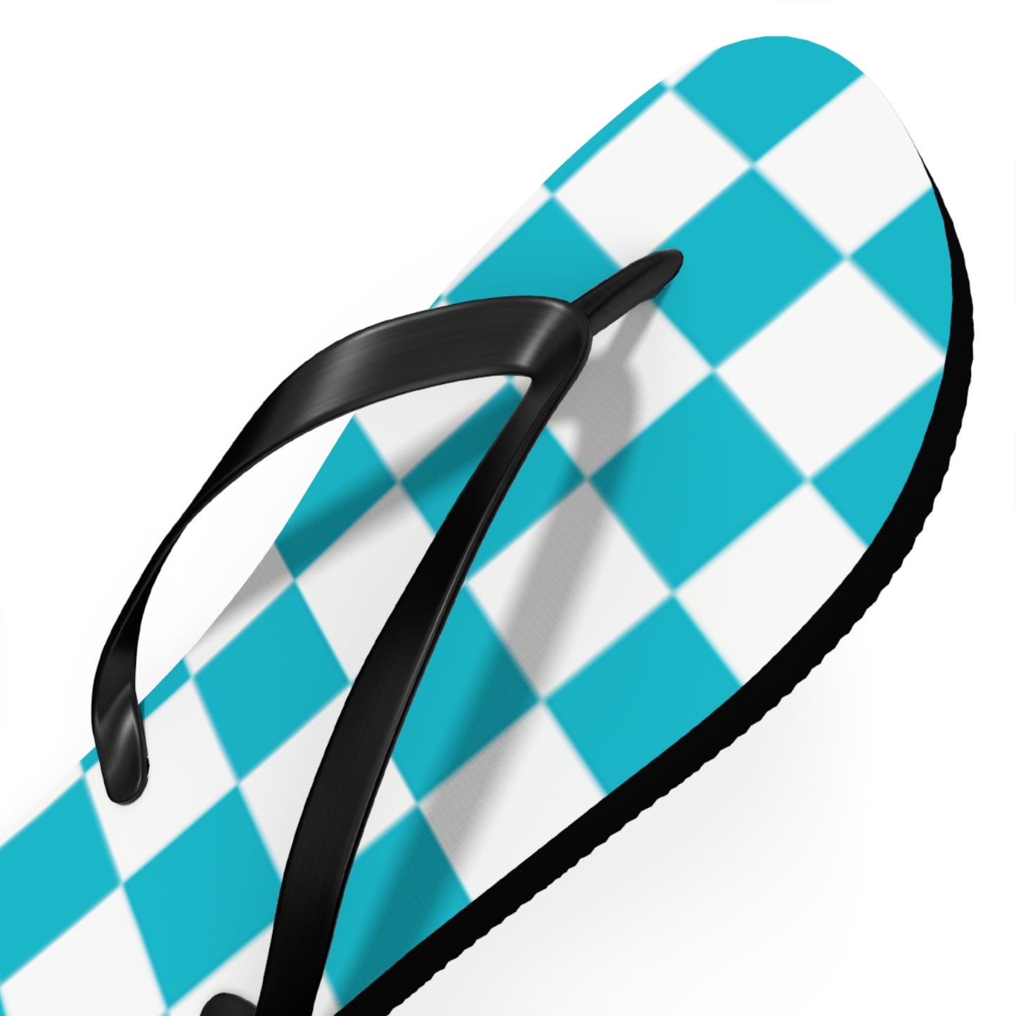 Turquoise Checkered  Sandals, Beach Shoes, Vacation Flip Flops, Pool Slides