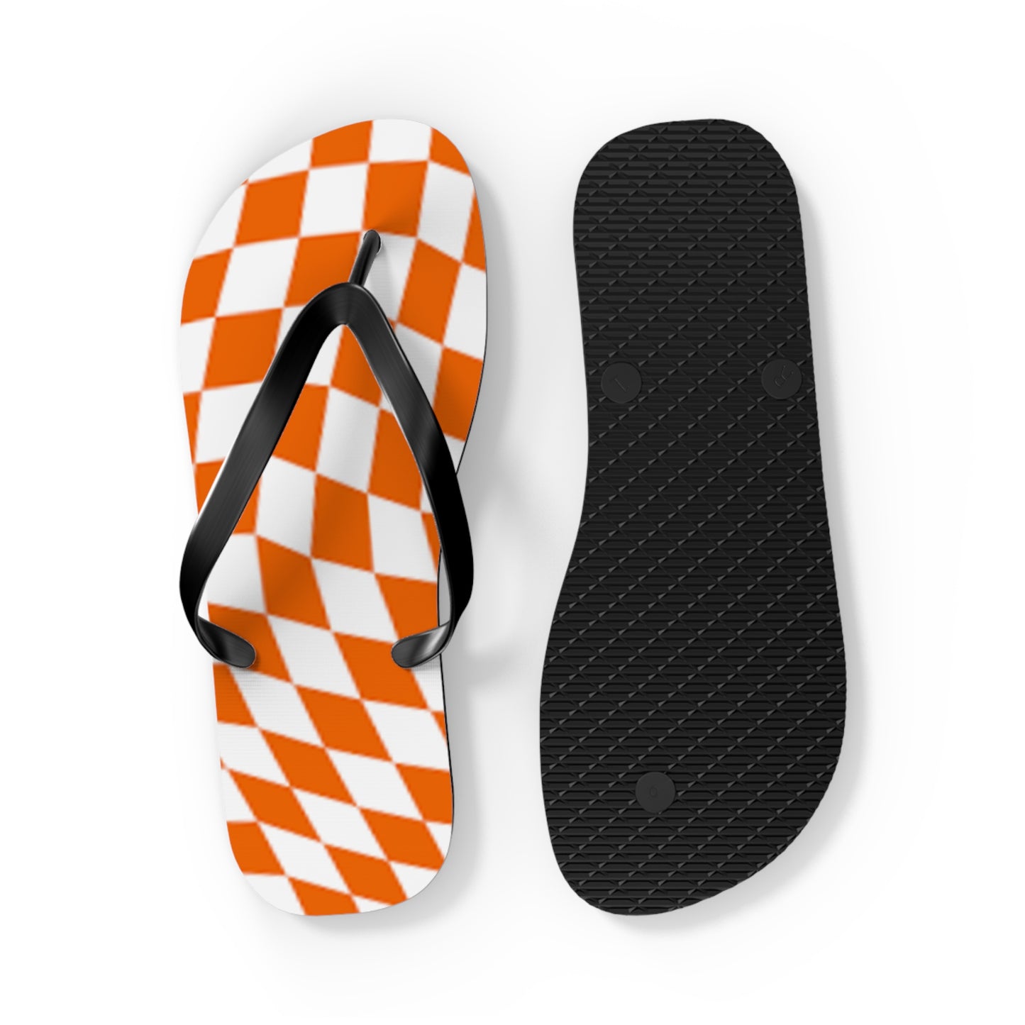 Orange Checkered Wavy Sandals, Beach Shoes, Vacation Flip Flops, Pool Slides