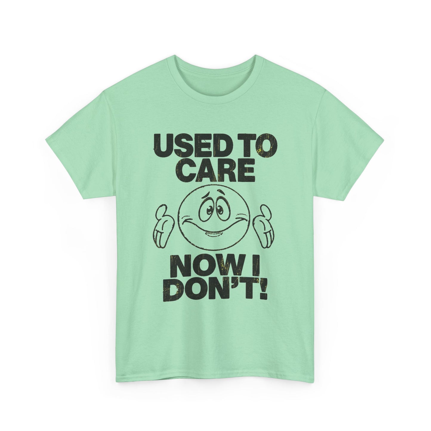 Used To Care Now I Don't Graphic T Shirt Men's Heavy Cotton Tee Funny Retro