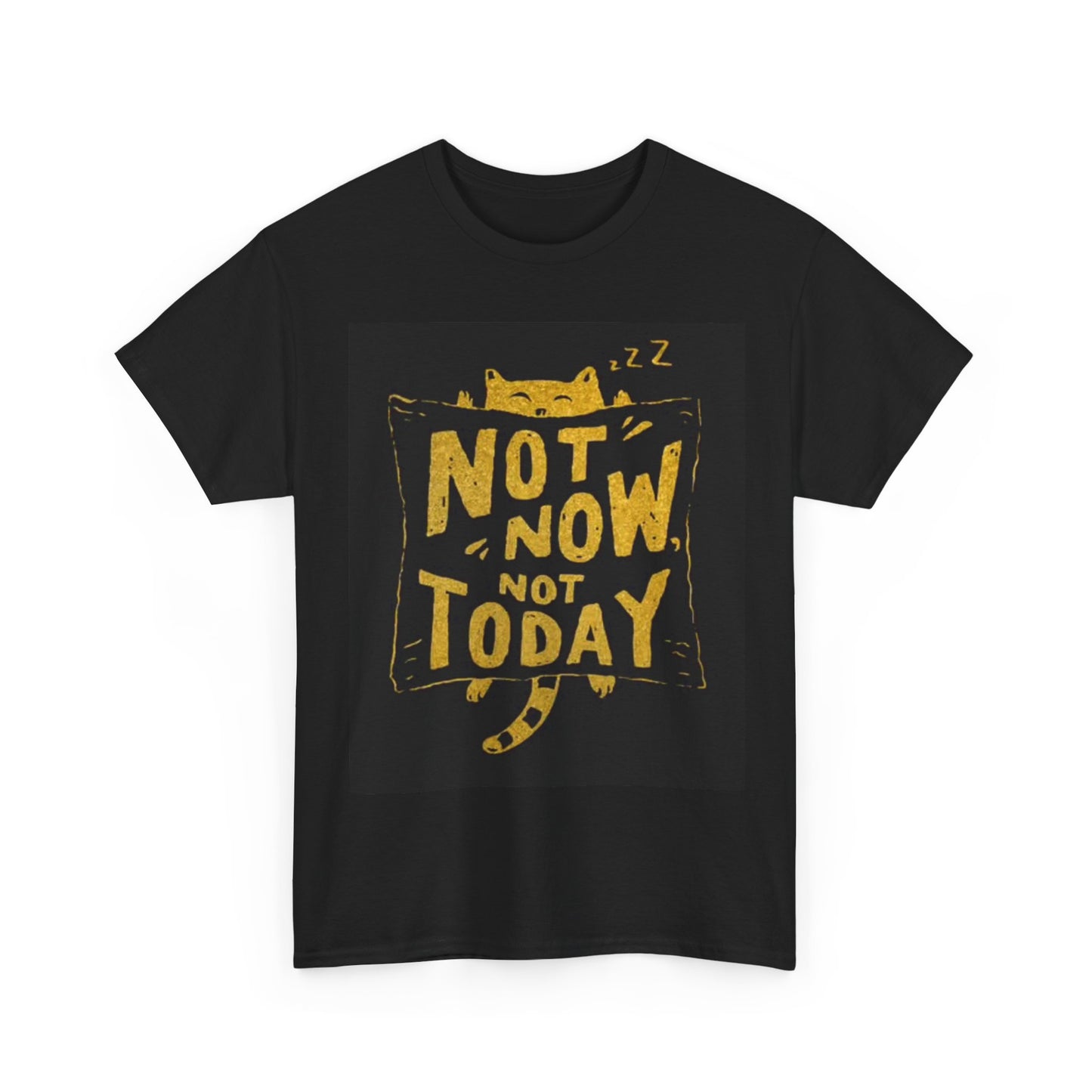 Not Now Not Today Cat Shirt Funny Kitten Sleeping Unisex Heavy Cotton Tee