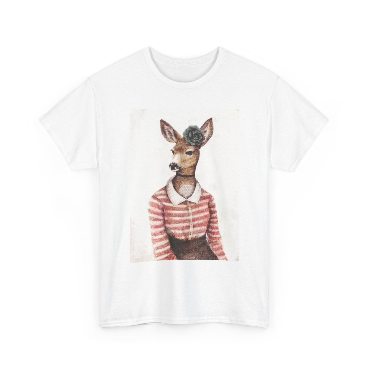 Cute Deer Graphic T Shirt Funny Animal Lover Unisex Heavy Cotton Tee