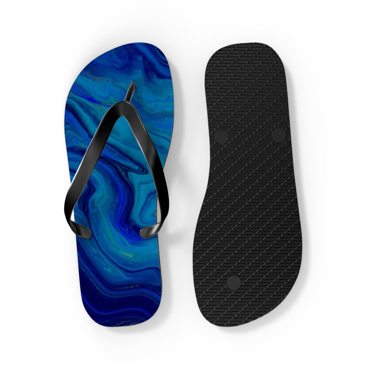 Blue Marble Flip Flops, Sandals Slides, Summer Footwear, Brand New