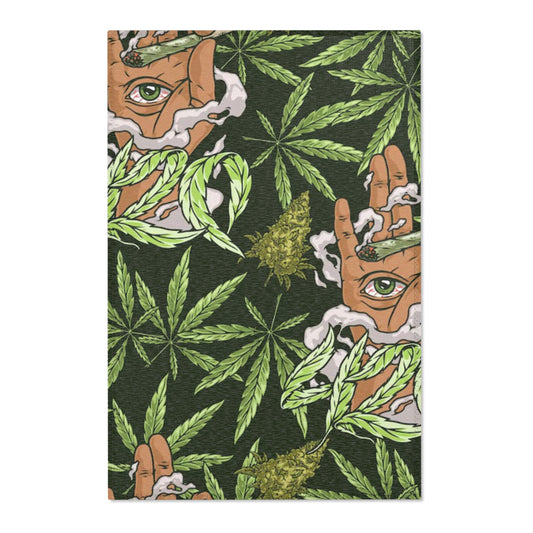 Red Eye Holding Joint Weed Monogram Area Rugs Hype