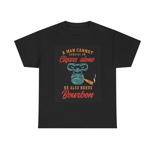 Cigars And Bourbon Graphic T Shirt Funny Vintage Retro Unisex Heavy Cotton Tee
