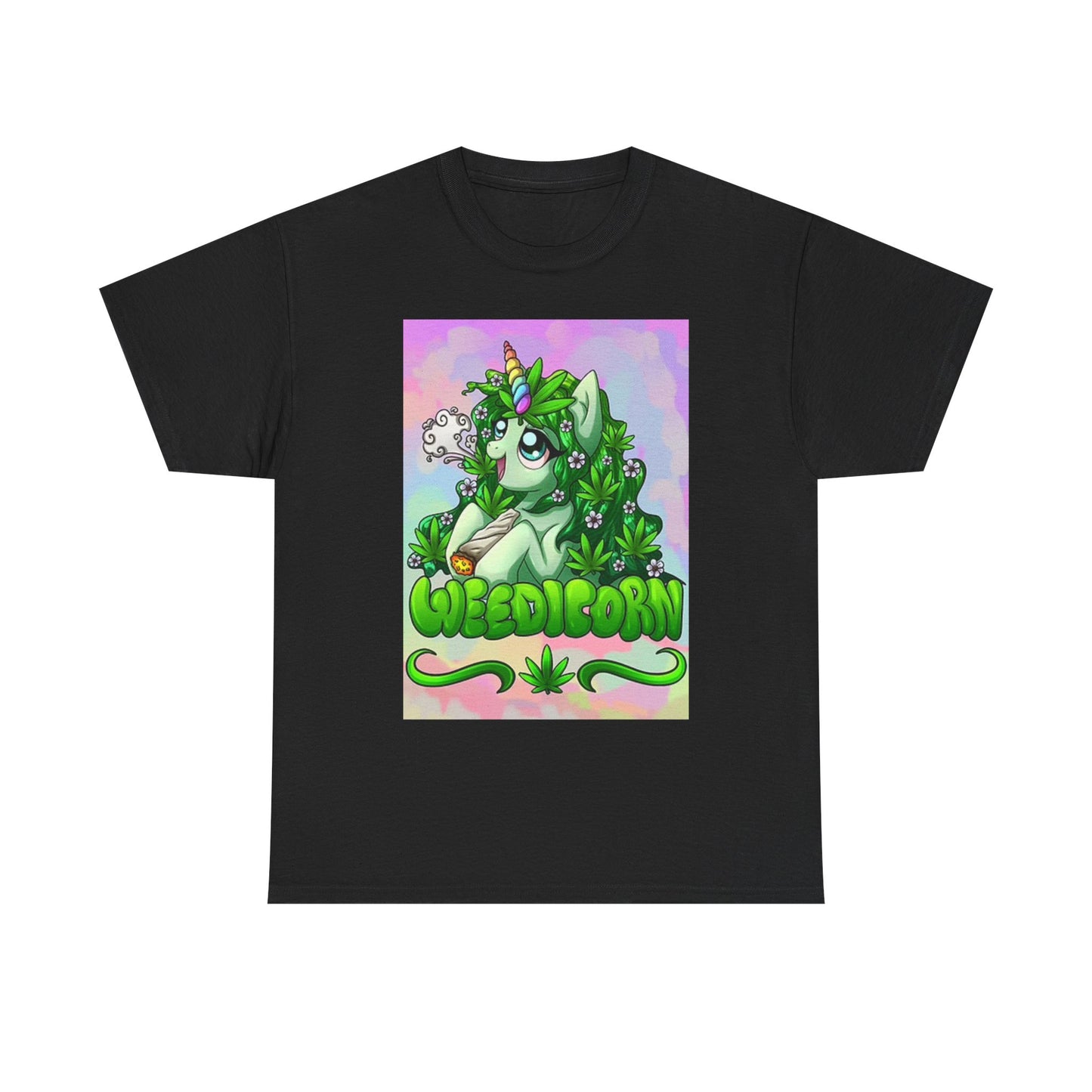 Weed I Corn T Shirt Funny Unicorn Pot Head Graphic Unisex Heavy Cotton Tee
