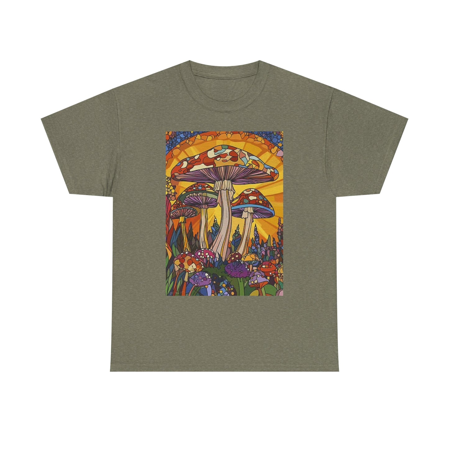 Weed Mushrooms Vibes Groovy T Shirt Retro Unisex Heavy Cotton Tee