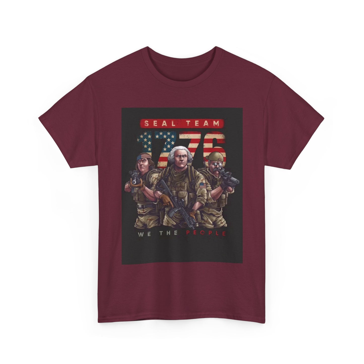Navy Seals Team Tshirt 1776 America July 4th Flag Unisex Heavy Cotton Tee