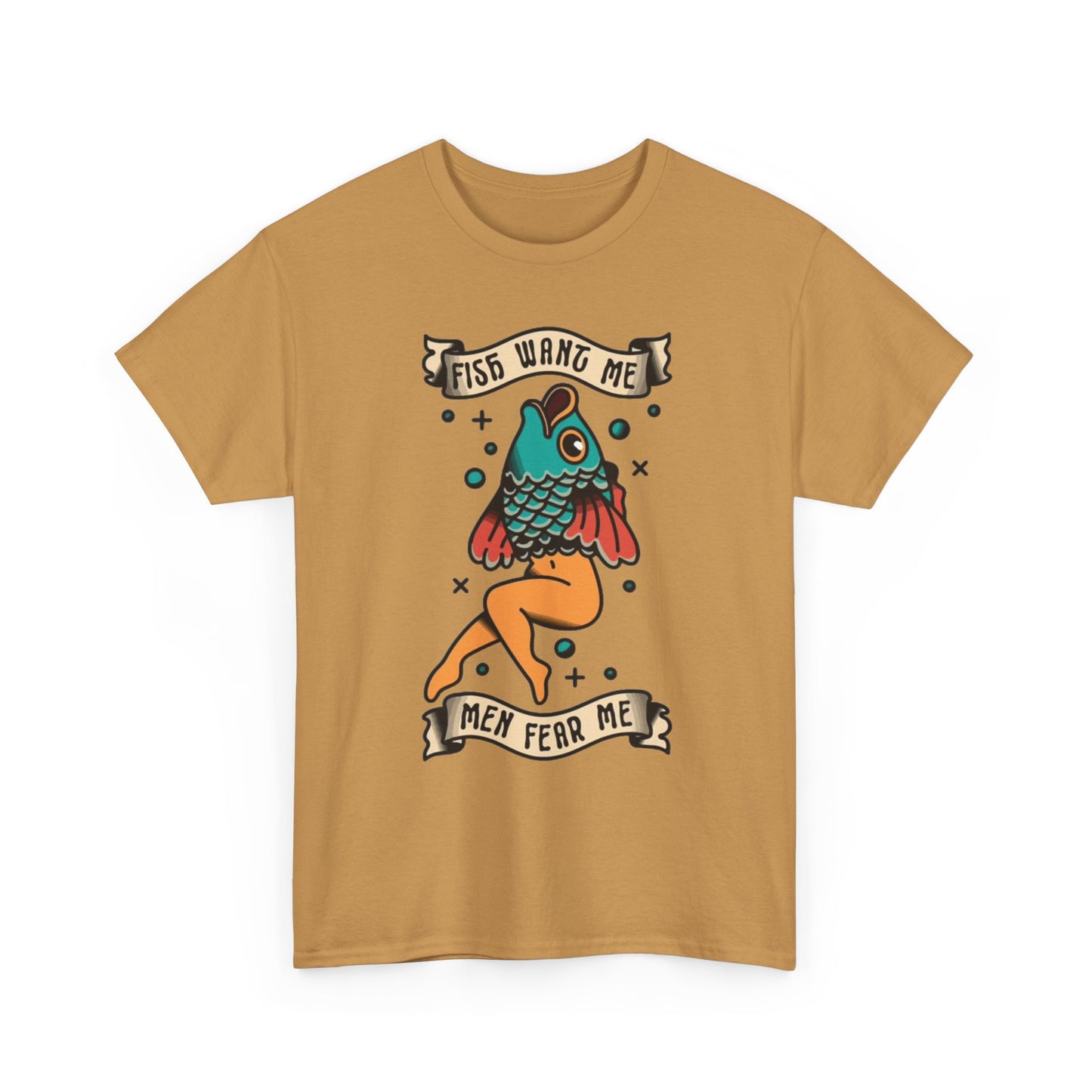 Sailor Jerry Fish T Shirt Funny Fear Tattoo Art Graphic Unisex Heavy Cotton Tee