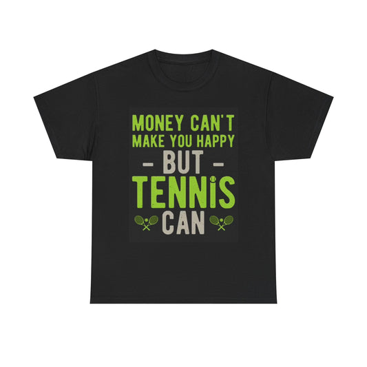 Tennis Buys Happiness Graphic T Shirt Funny Gift Unisex Heavy Cotton Tee